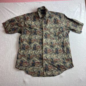 Ducks Unlimited Men's Multi Short Sleeve Button-Up Shirt Size L Duck Print